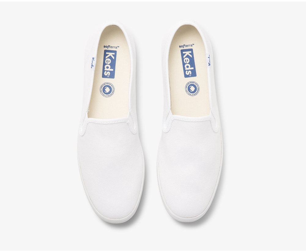 Slip Ons Keds Femme Blanche - Champion Slip On Organic Cotton Toile - 481-IFTAQZ